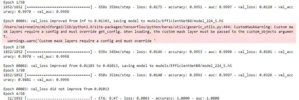 Efficientnet Ketas training results