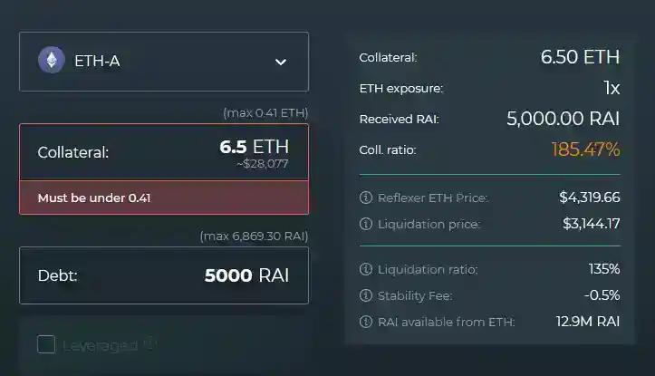 Collateral ETH for RAI